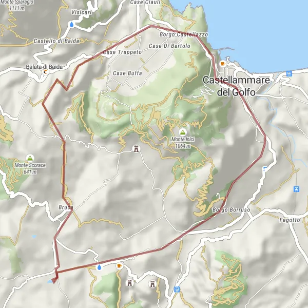 Map miniature of "Off-Road Adventure in Sicilian Mountains" cycling inspiration in Sicilia, Italy. Generated by Tarmacs.app cycling route planner