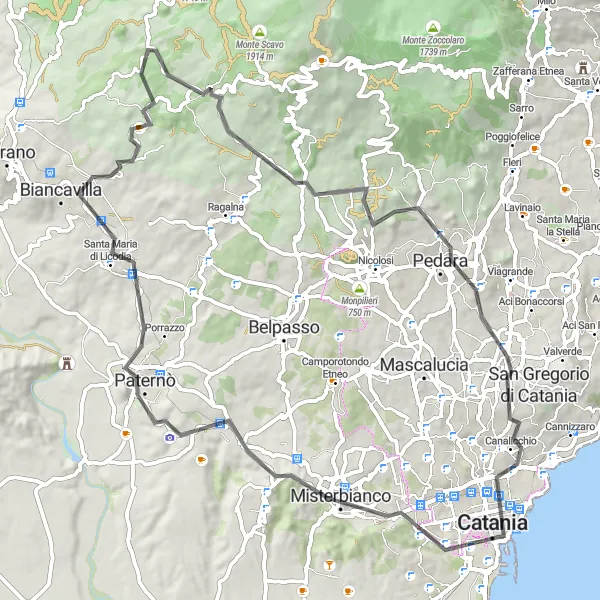 Map miniature of "Trek Through Sicilian Landscapes" cycling inspiration in Sicilia, Italy. Generated by Tarmacs.app cycling route planner