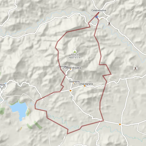 Map miniature of "Catenanuova Gravel Adventure" cycling inspiration in Sicilia, Italy. Generated by Tarmacs.app cycling route planner