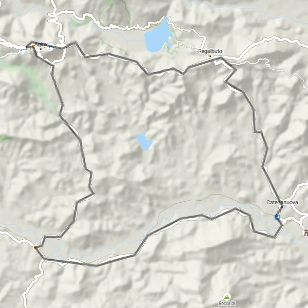 Map miniature of "Agira Loop" cycling inspiration in Sicilia, Italy. Generated by Tarmacs.app cycling route planner