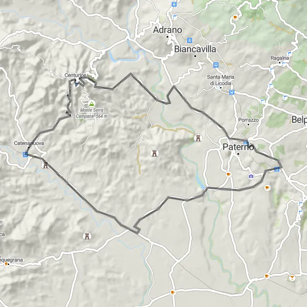 Map miniature of "Centuripe Endurance Ride" cycling inspiration in Sicilia, Italy. Generated by Tarmacs.app cycling route planner