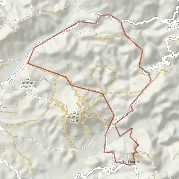 Map miniature of "Charming Gravel Loop via Monte Castelluccio" cycling inspiration in Sicilia, Italy. Generated by Tarmacs.app cycling route planner