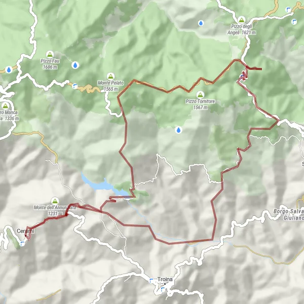 Map miniature of "The Gravel Adventure" cycling inspiration in Sicilia, Italy. Generated by Tarmacs.app cycling route planner