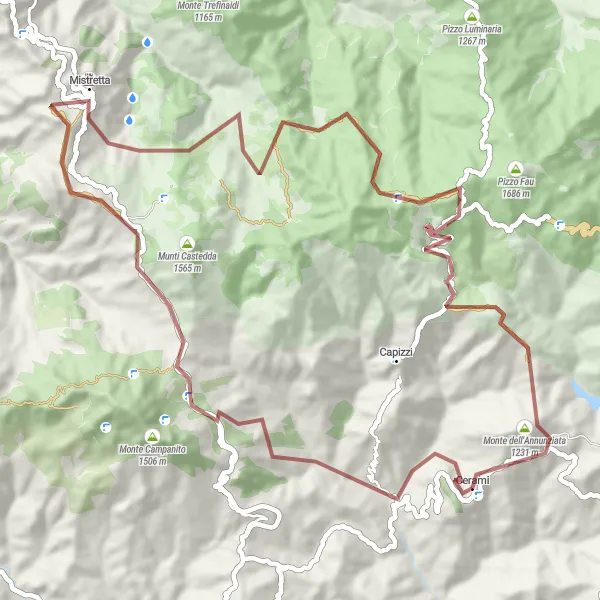 Miniatura della mappa di ispirazione al ciclismo "Percorso in gravel da Cerami a Cozzo Bellanti" nella regione di Sicilia, Italy. Generata da Tarmacs.app, pianificatore di rotte ciclistiche