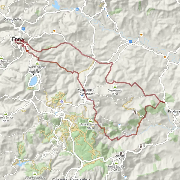 Map miniature of "Gravel Adventure to Monte Rossomanno" cycling inspiration in Sicilia, Italy. Generated by Tarmacs.app cycling route planner