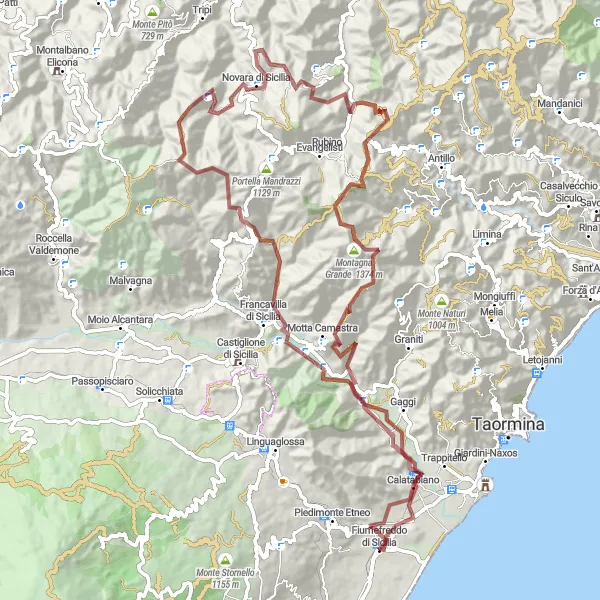 Map miniature of "Discover the Hidden Gems of Sicily" cycling inspiration in Sicilia, Italy. Generated by Tarmacs.app cycling route planner