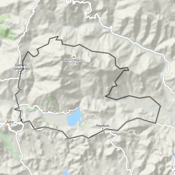 Miniatura della mappa di ispirazione al ciclismo "Breve viaggio in bicicletta nelle vicinanze di Gagliano Castelferrato" nella regione di Sicilia, Italy. Generata da Tarmacs.app, pianificatore di rotte ciclistiche