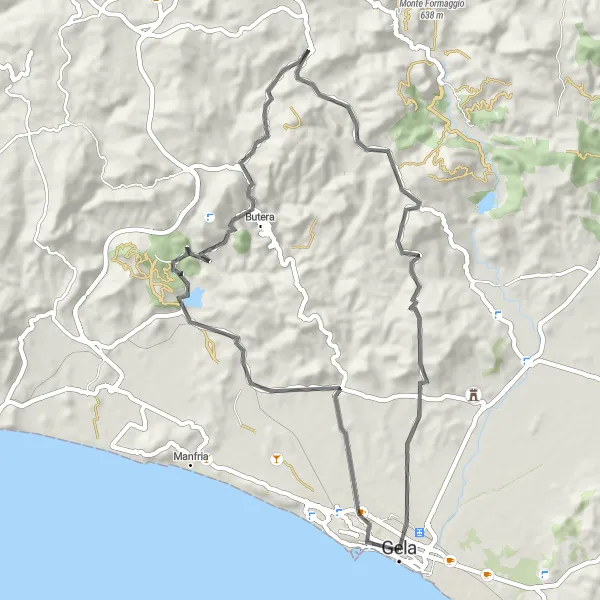 Miniatura della mappa di ispirazione al ciclismo "Road Monte Savorni Adventure" nella regione di Sicilia, Italy. Generata da Tarmacs.app, pianificatore di rotte ciclistiche
