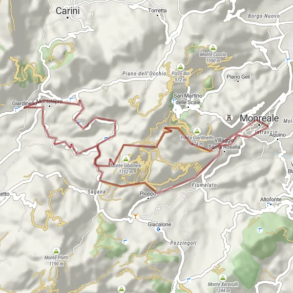 Miniatura della mappa di ispirazione al ciclismo "Percorso Panoramico Siciliano" nella regione di Sicilia, Italy. Generata da Tarmacs.app, pianificatore di rotte ciclistiche