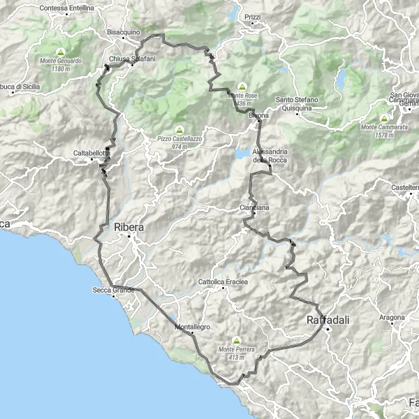 Miniatura della mappa di ispirazione al ciclismo "Gran Tour Siciliano" nella regione di Sicilia, Italy. Generata da Tarmacs.app, pianificatore di rotte ciclistiche