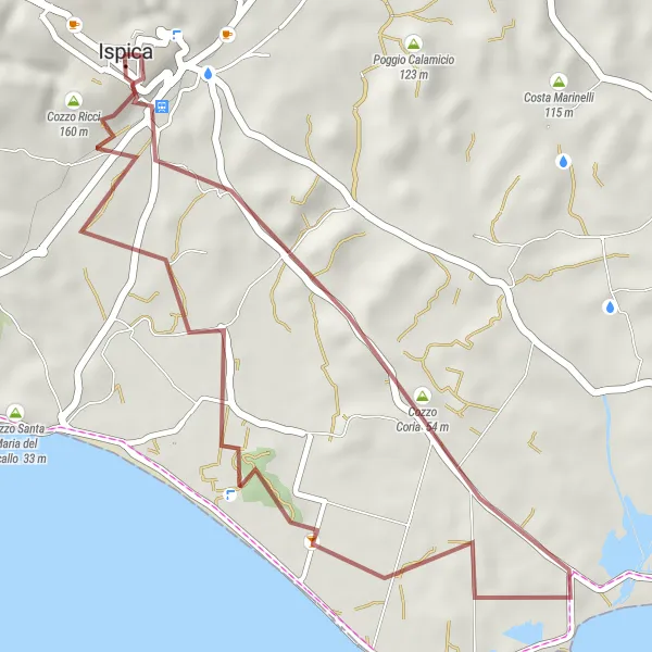 Map miniature of "Coastal Gravel Ride" cycling inspiration in Sicilia, Italy. Generated by Tarmacs.app cycling route planner