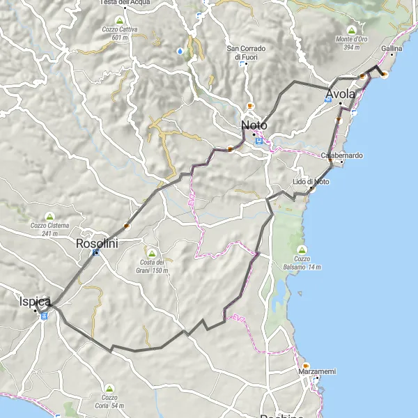 Miniatura della mappa di ispirazione al ciclismo "Tra Natura e Cultura" nella regione di Sicilia, Italy. Generata da Tarmacs.app, pianificatore di rotte ciclistiche