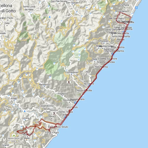 Miniatura della mappa di ispirazione al ciclismo "Giro in bicicletta da Larderia a Monte Gallo" nella regione di Sicilia, Italy. Generata da Tarmacs.app, pianificatore di rotte ciclistiche