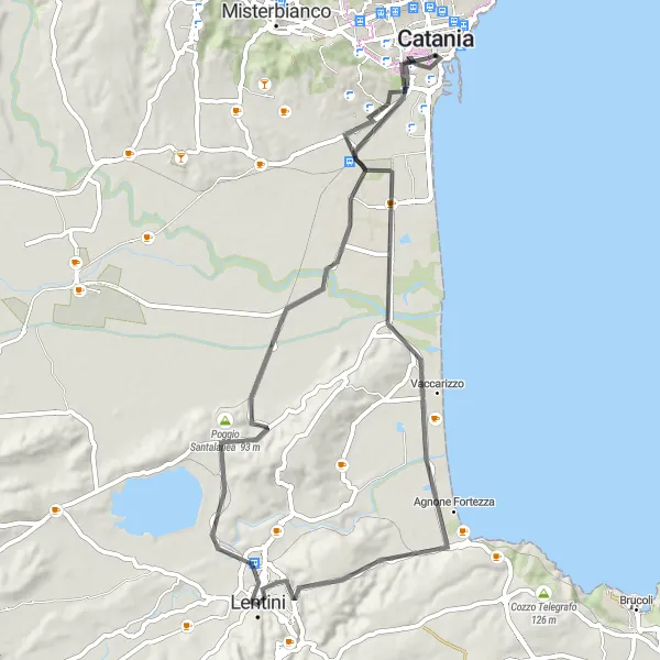 Miniatura della mappa di ispirazione al ciclismo "La Sicilia barocca in bici" nella regione di Sicilia, Italy. Generata da Tarmacs.app, pianificatore di rotte ciclistiche
