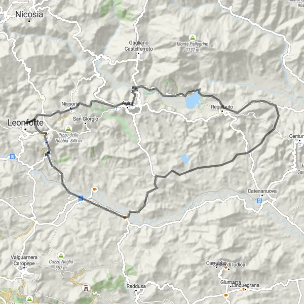 Miniatura della mappa di ispirazione al ciclismo "Pedalata tra Nissoria e Assoro" nella regione di Sicilia, Italy. Generata da Tarmacs.app, pianificatore di rotte ciclistiche