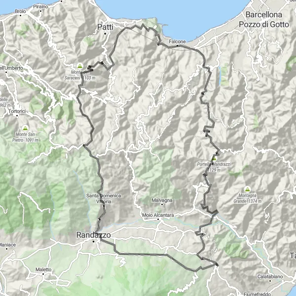 Miniatura della mappa di ispirazione al ciclismo "Giro in bici da Linguaglossa" nella regione di Sicilia, Italy. Generata da Tarmacs.app, pianificatore di rotte ciclistiche