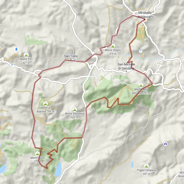 Miniatura della mappa di ispirazione al ciclismo "Percorso ciclabile in gravella Monte Ganzaria" nella regione di Sicilia, Italy. Generata da Tarmacs.app, pianificatore di rotte ciclistiche