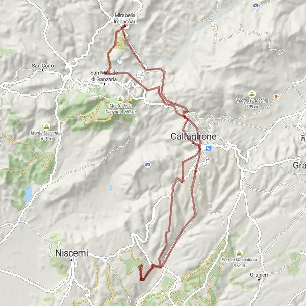 Miniatura della mappa di ispirazione al ciclismo "Il Sentiero di Monte San Giorgio" nella regione di Sicilia, Italy. Generata da Tarmacs.app, pianificatore di rotte ciclistiche