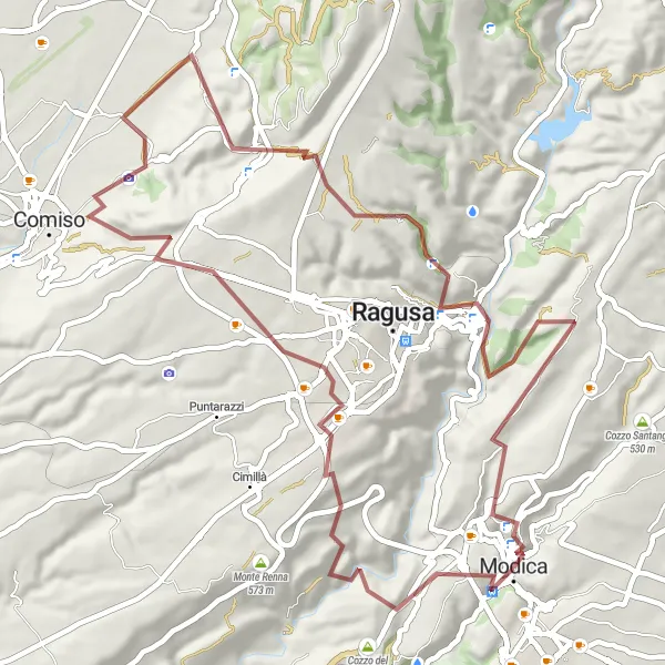 Map miniature of "Mountains and Castles" cycling inspiration in Sicilia, Italy. Generated by Tarmacs.app cycling route planner