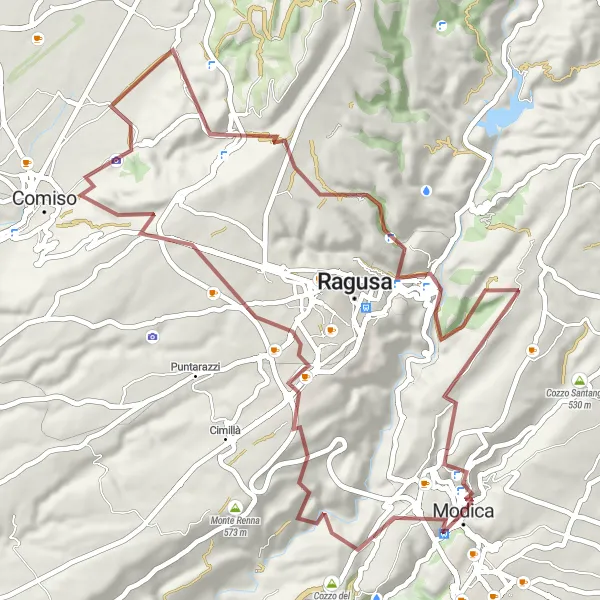 Miniatura della mappa di ispirazione al ciclismo "Esplorazione in bici La Madonnina - Castello dei Conti" nella regione di Sicilia, Italy. Generata da Tarmacs.app, pianificatore di rotte ciclistiche