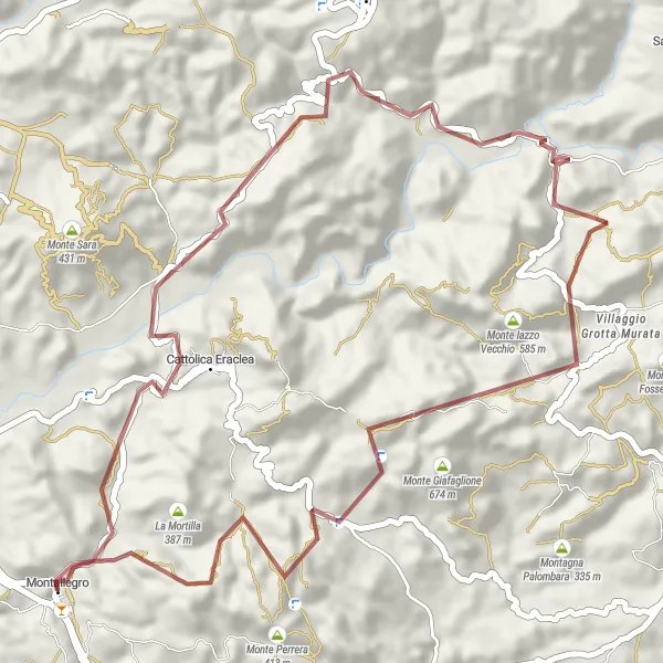 Map miniature of "Monte Ardicola Gravel Ride" cycling inspiration in Sicilia, Italy. Generated by Tarmacs.app cycling route planner