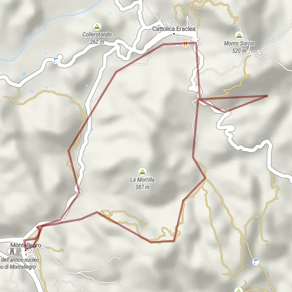 Miniatura della mappa di ispirazione al ciclismo "Giro Monte della Salina" nella regione di Sicilia, Italy. Generata da Tarmacs.app, pianificatore di rotte ciclistiche