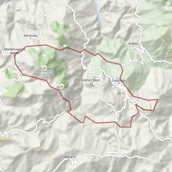 Miniatura della mappa di ispirazione al ciclismo "Percorso in bicicletta di Aliminusa-Caltavuturo" nella regione di Sicilia, Italy. Generata da Tarmacs.app, pianificatore di rotte ciclistiche