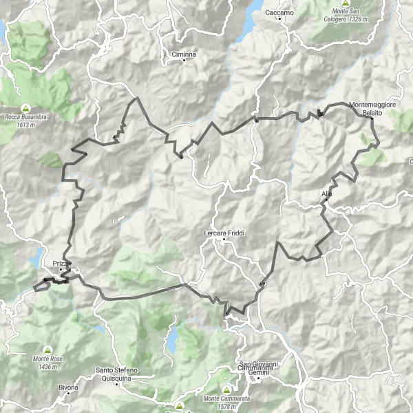 Map miniature of "The Sicilian Gravel Challenge" cycling inspiration in Sicilia, Italy. Generated by Tarmacs.app cycling route planner