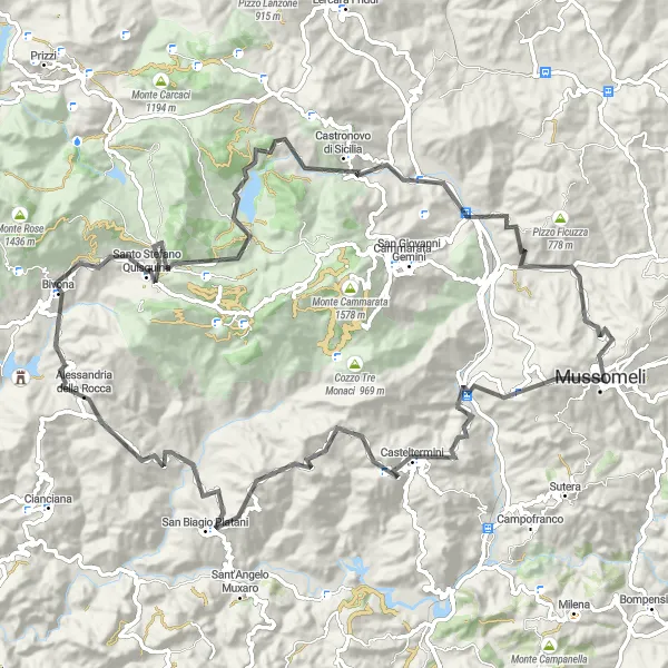 Map miniature of "Ultimate Road Challenge" cycling inspiration in Sicilia, Italy. Generated by Tarmacs.app cycling route planner