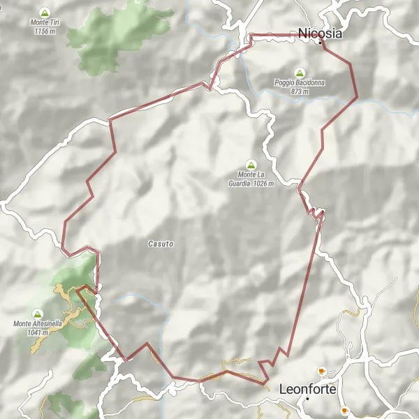 Map miniature of "Gravel Cycling Route: Mountain Scenic Trek" cycling inspiration in Sicilia, Italy. Generated by Tarmacs.app cycling route planner