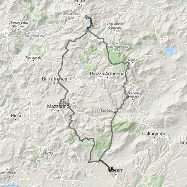 Miniatura della mappa di ispirazione al ciclismo "Il Giro dei Monti Siciliani" nella regione di Sicilia, Italy. Generata da Tarmacs.app, pianificatore di rotte ciclistiche