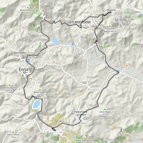 Map miniature of "A Road Cycling Adventure: Assoro and Beyond" cycling inspiration in Sicilia, Italy. Generated by Tarmacs.app cycling route planner