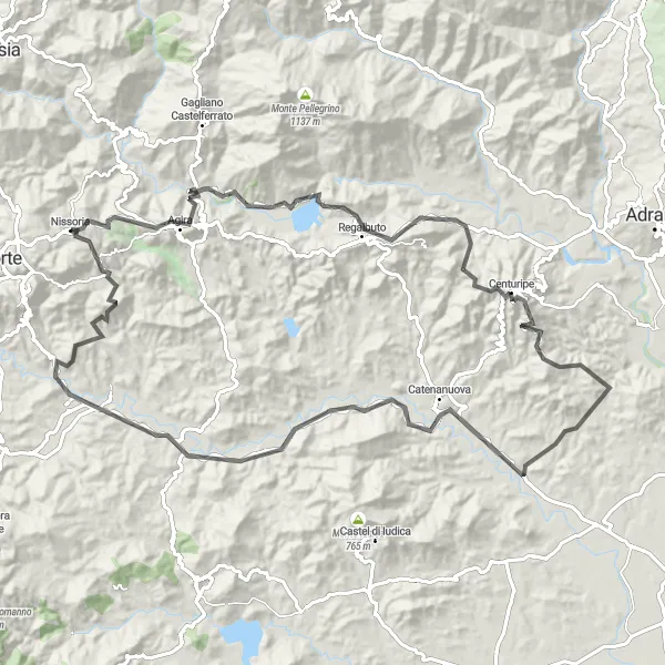 Map miniature of "Scenic beauty and cultural discoveries" cycling inspiration in Sicilia, Italy. Generated by Tarmacs.app cycling route planner