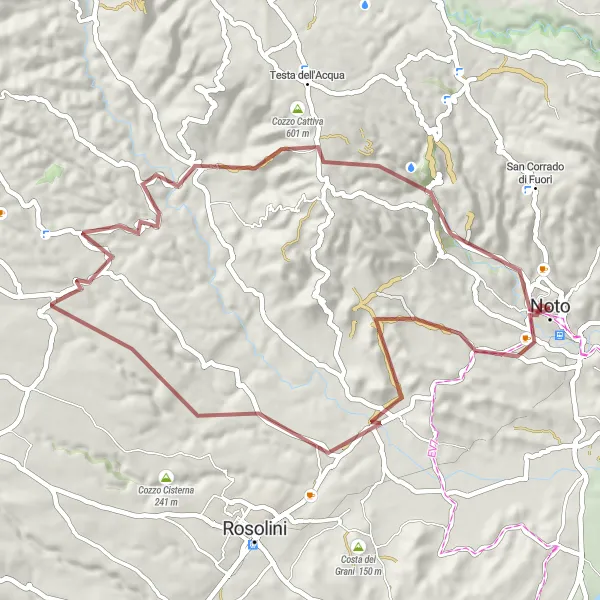 Miniatura della mappa di ispirazione al ciclismo "Alla scoperta di Cozzo Scalarangio" nella regione di Sicilia, Italy. Generata da Tarmacs.app, pianificatore di rotte ciclistiche
