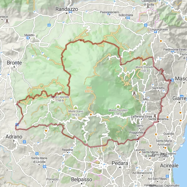 Map miniature of "Nunziata to Vena: Adventure in the Mountains" cycling inspiration in Sicilia, Italy. Generated by Tarmacs.app cycling route planner