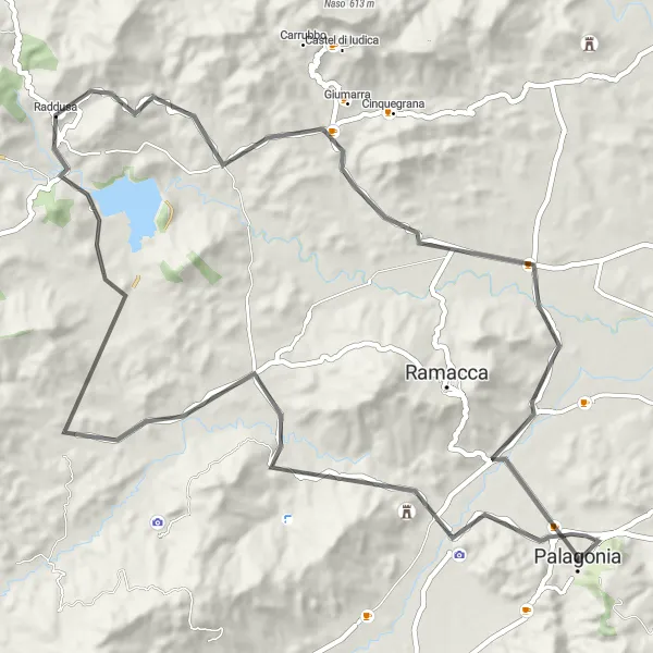Map miniature of "Poggio Rocchicella - Poggio Uccello" cycling inspiration in Sicilia, Italy. Generated by Tarmacs.app cycling route planner