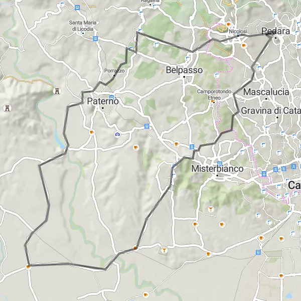 Miniatura della mappa di ispirazione al ciclismo "Monte Troina - Nicolosi" nella regione di Sicilia, Italy. Generata da Tarmacs.app, pianificatore di rotte ciclistiche
