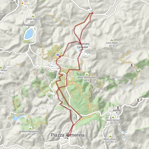 Map miniature of "The Gravel Adventure" cycling inspiration in Sicilia, Italy. Generated by Tarmacs.app cycling route planner