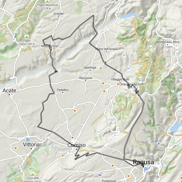 Miniatura della mappa di ispirazione al ciclismo "Viaggio tra natura e storia" nella regione di Sicilia, Italy. Generata da Tarmacs.app, pianificatore di rotte ciclistiche