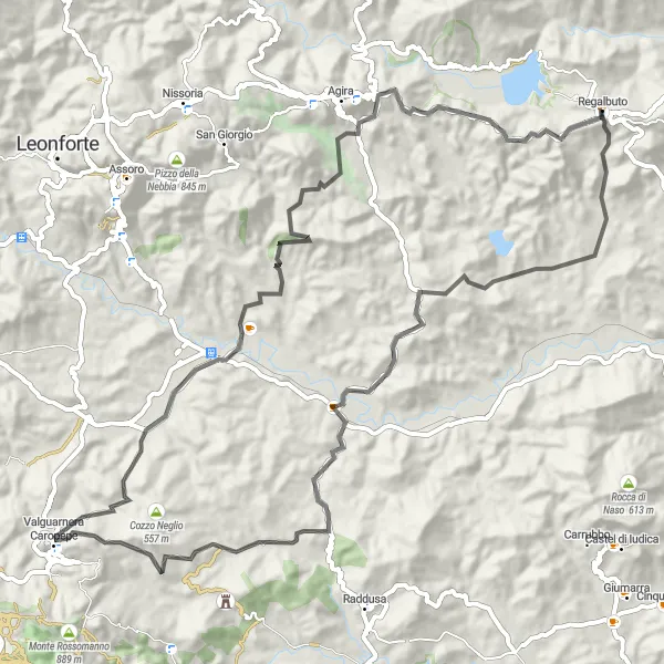 Map miniature of "Regalbuto Loop - Road Cycling" cycling inspiration in Sicilia, Italy. Generated by Tarmacs.app cycling route planner