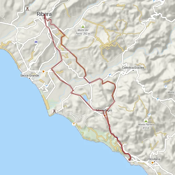 Miniatura della mappa di ispirazione al ciclismo "Gravel dei Monti Siciliani" nella regione di Sicilia, Italy. Generata da Tarmacs.app, pianificatore di rotte ciclistiche
