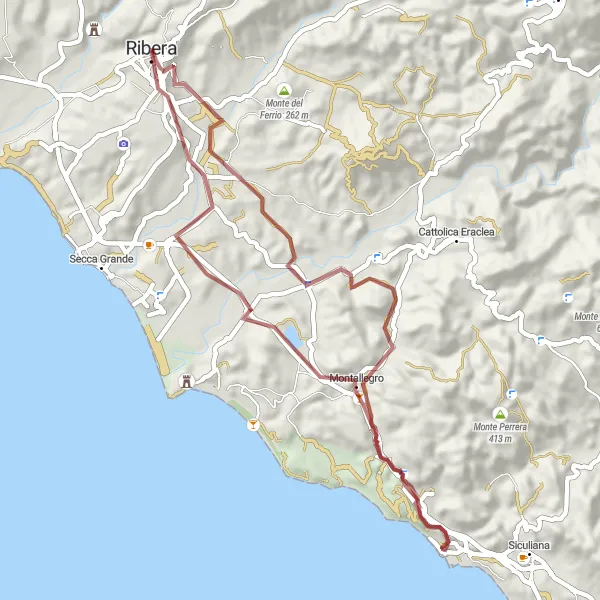 Map miniature of "Gravel Adventure" cycling inspiration in Sicilia, Italy. Generated by Tarmacs.app cycling route planner