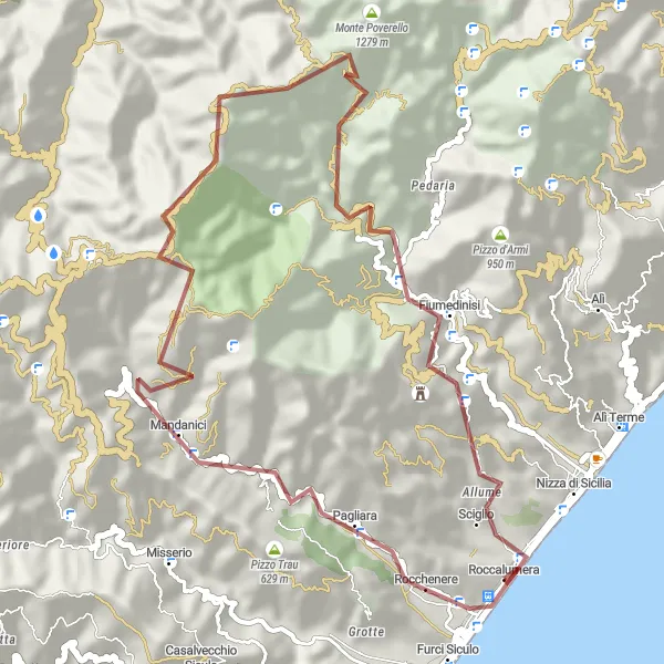 Map miniature of "The Gravel Adventure" cycling inspiration in Sicilia, Italy. Generated by Tarmacs.app cycling route planner
