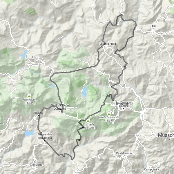 Miniatura della mappa di ispirazione al ciclismo "Giro in bicicletta panoramico tra Roccapalumba e Lercara Friddi" nella regione di Sicilia, Italy. Generata da Tarmacs.app, pianificatore di rotte ciclistiche