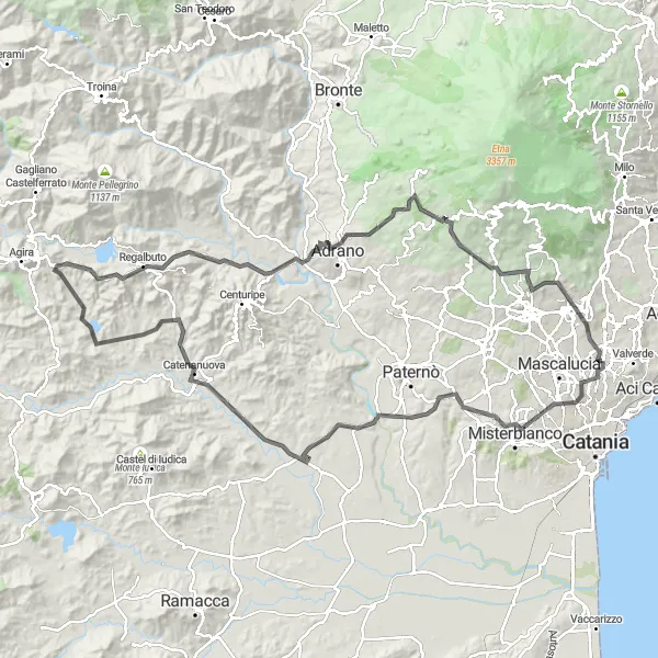 Map miniature of "The Ultimate Sicilian Challenge" cycling inspiration in Sicilia, Italy. Generated by Tarmacs.app cycling route planner