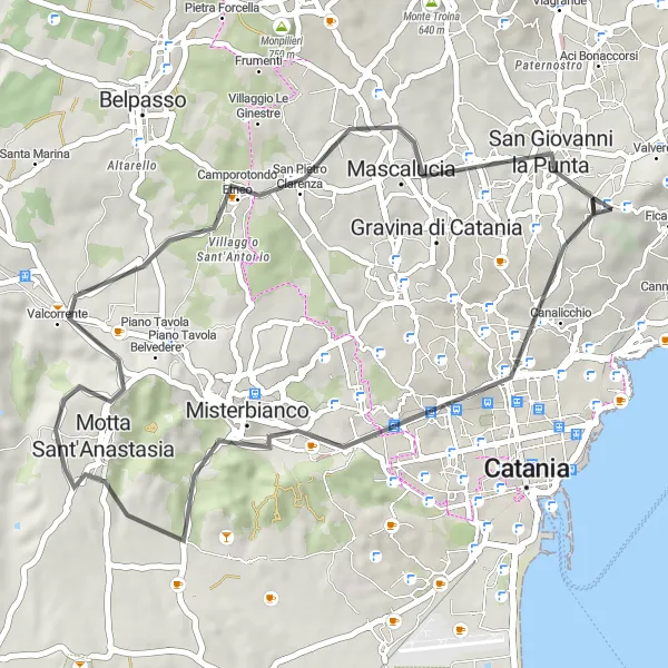 Map miniature of "A Taste of Sicilian Charm" cycling inspiration in Sicilia, Italy. Generated by Tarmacs.app cycling route planner