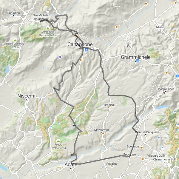 Miniatura della mappa di ispirazione al ciclismo "Gran Tour Ciclistico tra monti e borghi storici" nella regione di Sicilia, Italy. Generata da Tarmacs.app, pianificatore di rotte ciclistiche