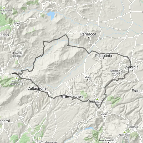 Miniatura della mappa di ispirazione al ciclismo "Tour Panoramico in Bicicletta tra borghi storici" nella regione di Sicilia, Italy. Generata da Tarmacs.app, pianificatore di rotte ciclistiche