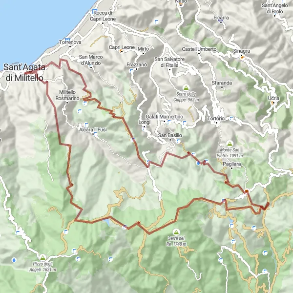 Miniatura della mappa di ispirazione al ciclismo "Cicloturismo tra Castello Gallego e Poggio Pracino" nella regione di Sicilia, Italy. Generata da Tarmacs.app, pianificatore di rotte ciclistiche