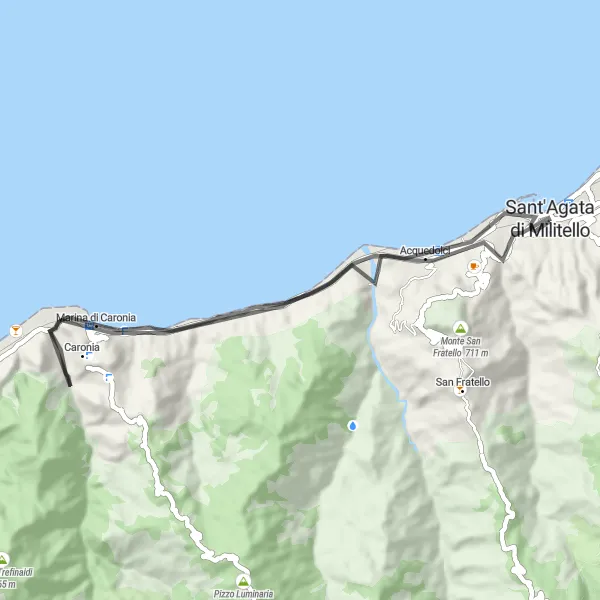 Miniatura della mappa di ispirazione al ciclismo "Viaggio Rurale nella Sicilia Settentrionale" nella regione di Sicilia, Italy. Generata da Tarmacs.app, pianificatore di rotte ciclistiche